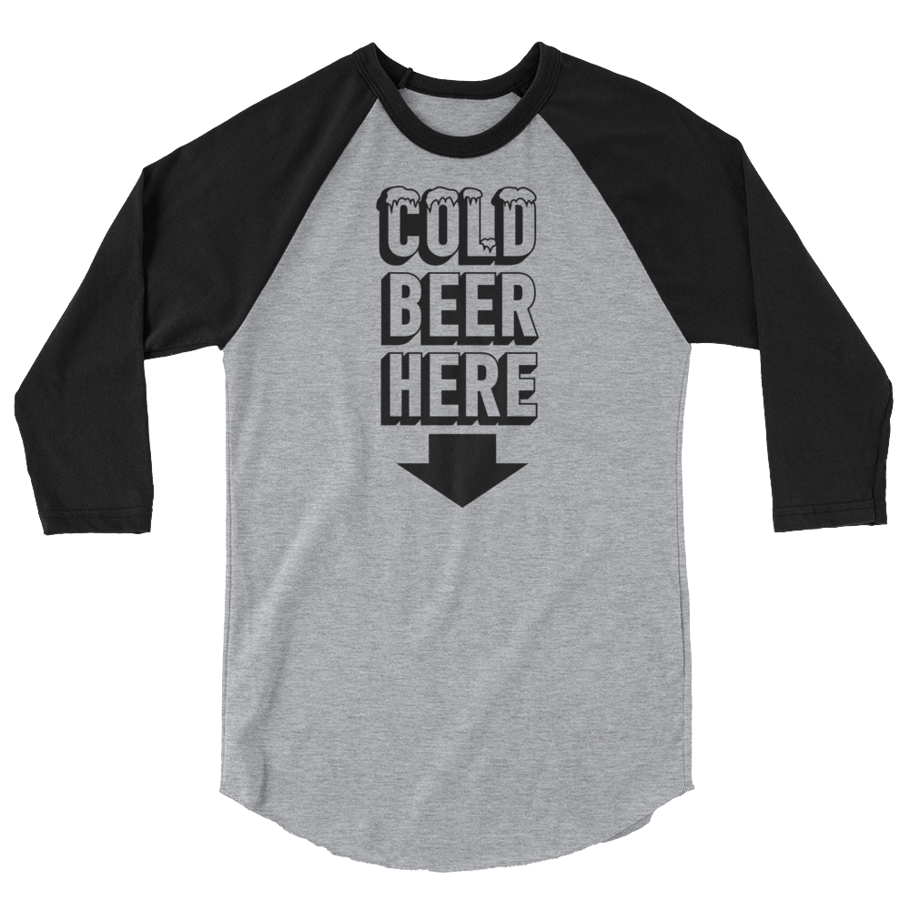 COLD BEER HERE (v1 Black Print) | Premium Raglan 3/4 Sleeve | OoaKC