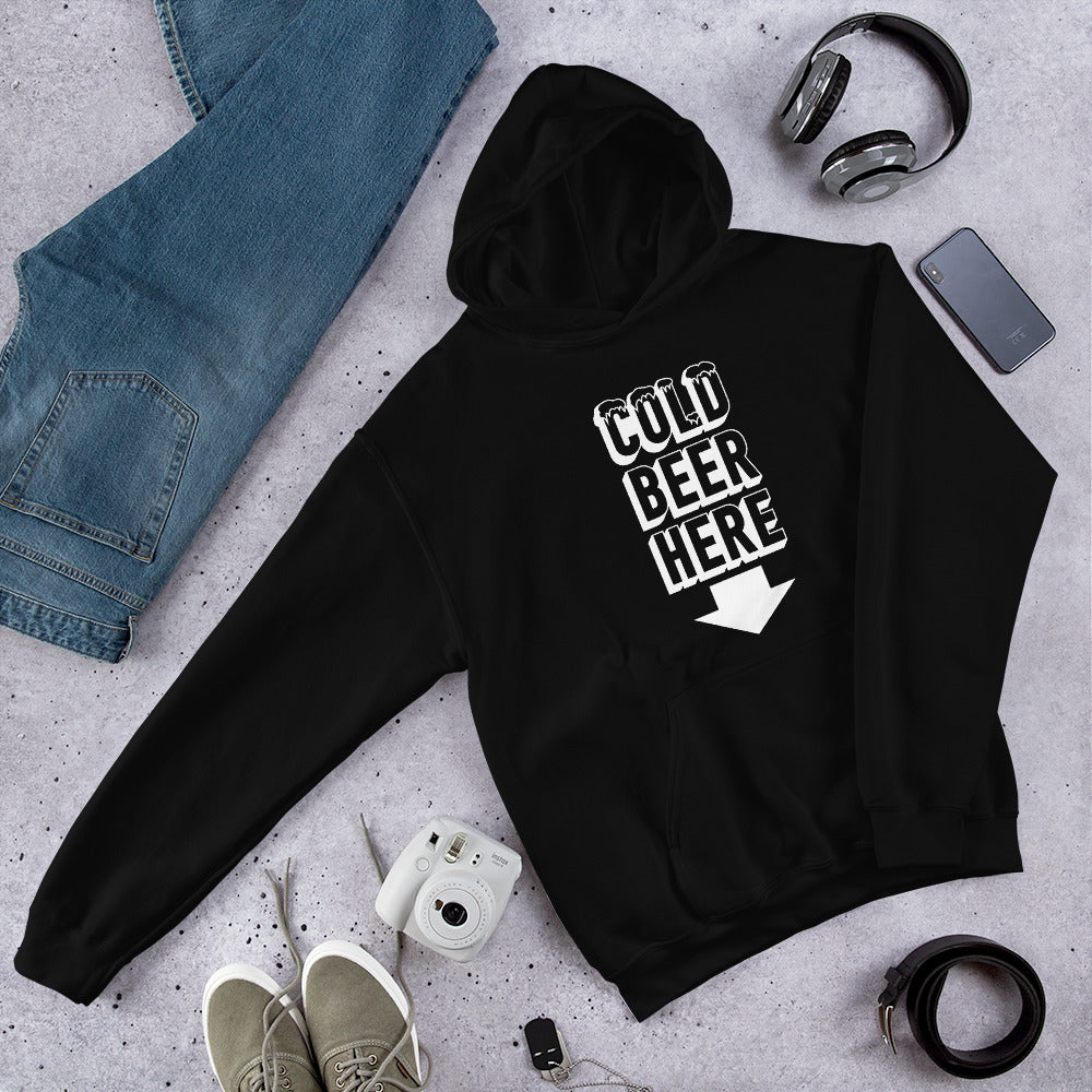 COLD BEER HERE (v1 Black Print) | Classic Heavyweight Hoodie | OoaKC