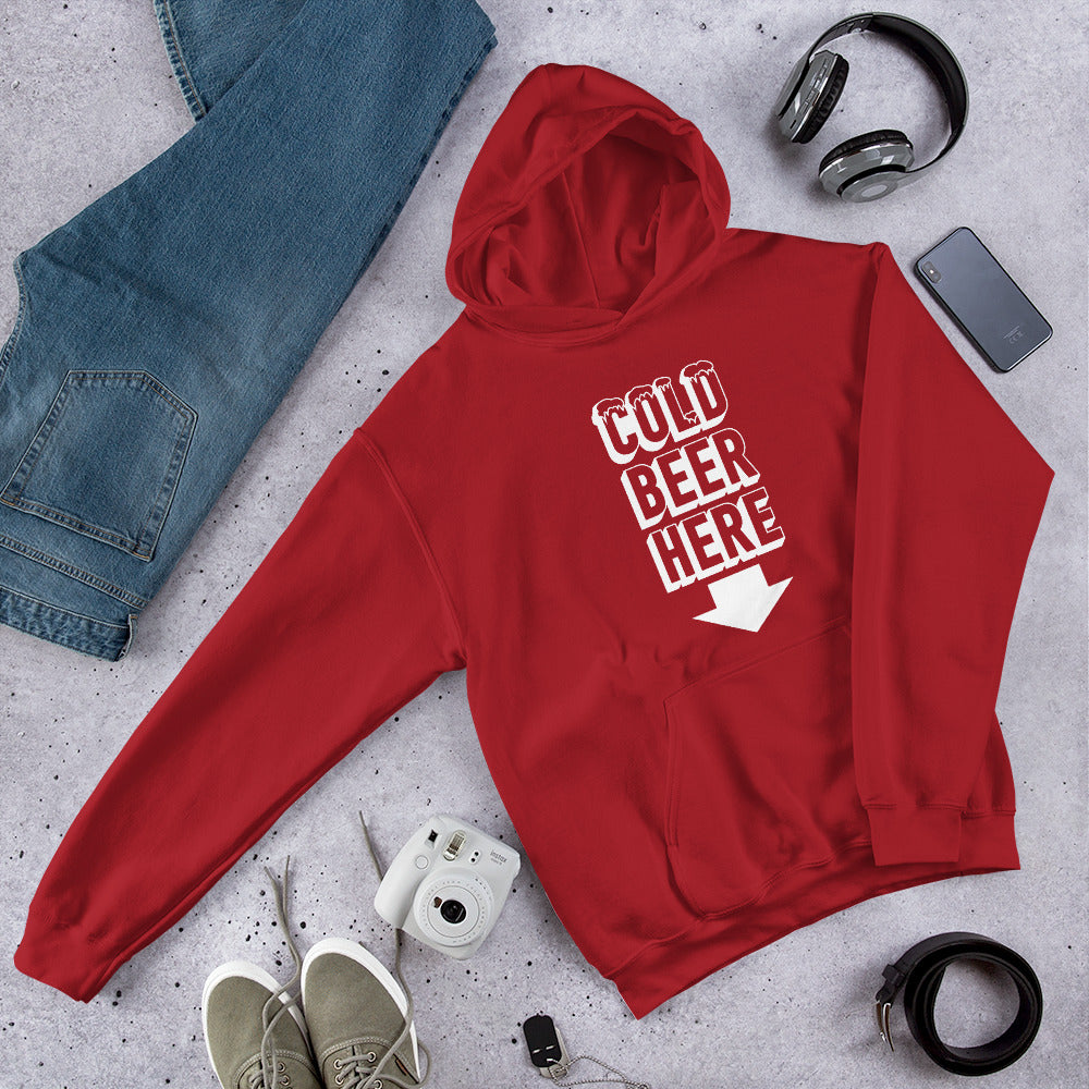 COLD BEER HERE (v1 Black Print) | Classic Heavyweight Hoodie | OoaKC