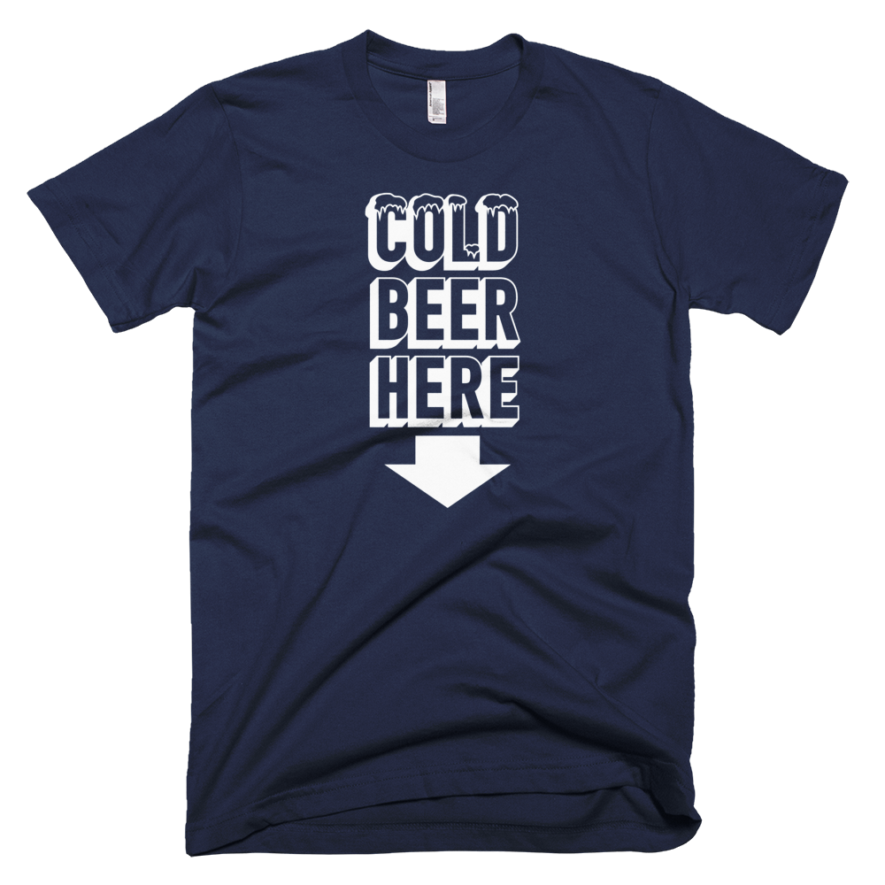 COLD BEER HERE T-Shirt in Cleveland Baseball Colors